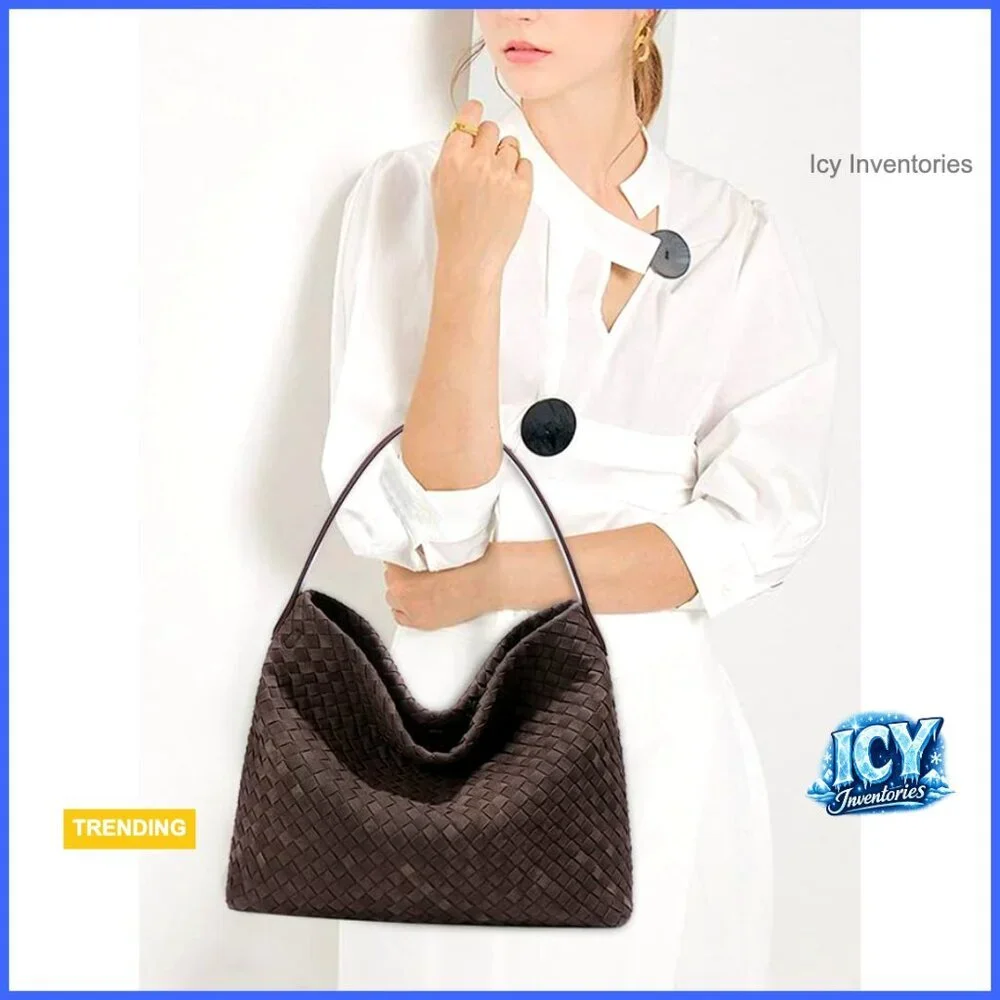 Woven Suede Hobo Bag Shoulder Tote for Work Travel
